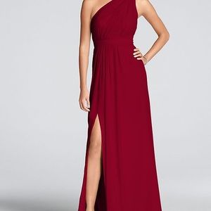 David’s Bridal Long One-Shoulder Crinkle Chiffon